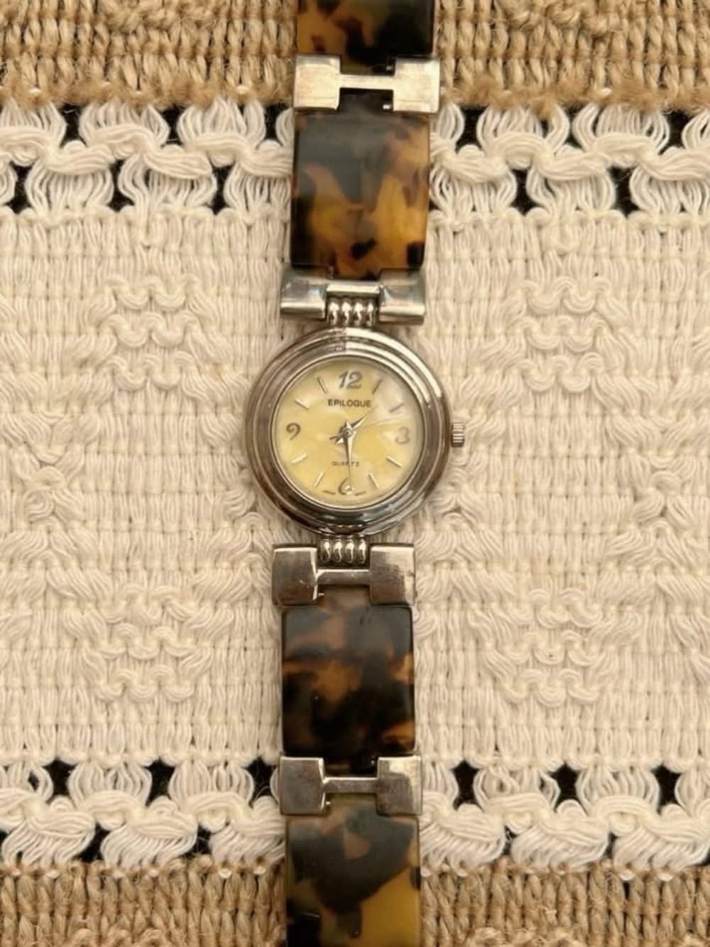 Women's Tortoiseshell-Link Watch in Brown and Silver